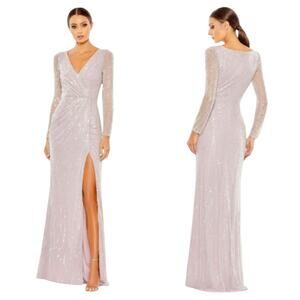 Mac Duggal Sequin Faux Wrap Lavender Evening Gown Formal Dress, Size 2 NWT